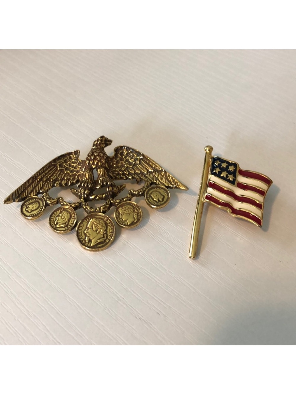Bald Eagle & American Flag Brooch Pin Bundle - Picture 2 of 8